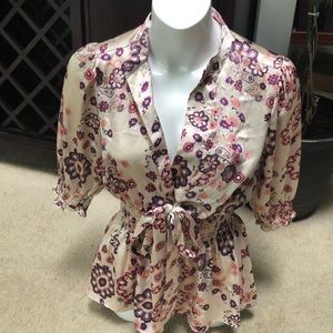 Silky floral blouse